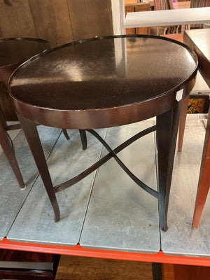 Barbara Barry Oval Baker Mahogany End Tables 29x24x23 (Pair)