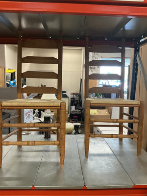 Ladder-Back Rush Seats Chairs (pair) 43H x 17.5W