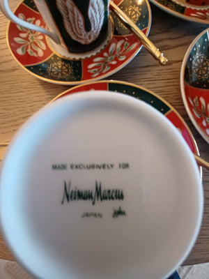 Neiman Marcus Red, Blue & Gold China Porcelain Dinnerware Set