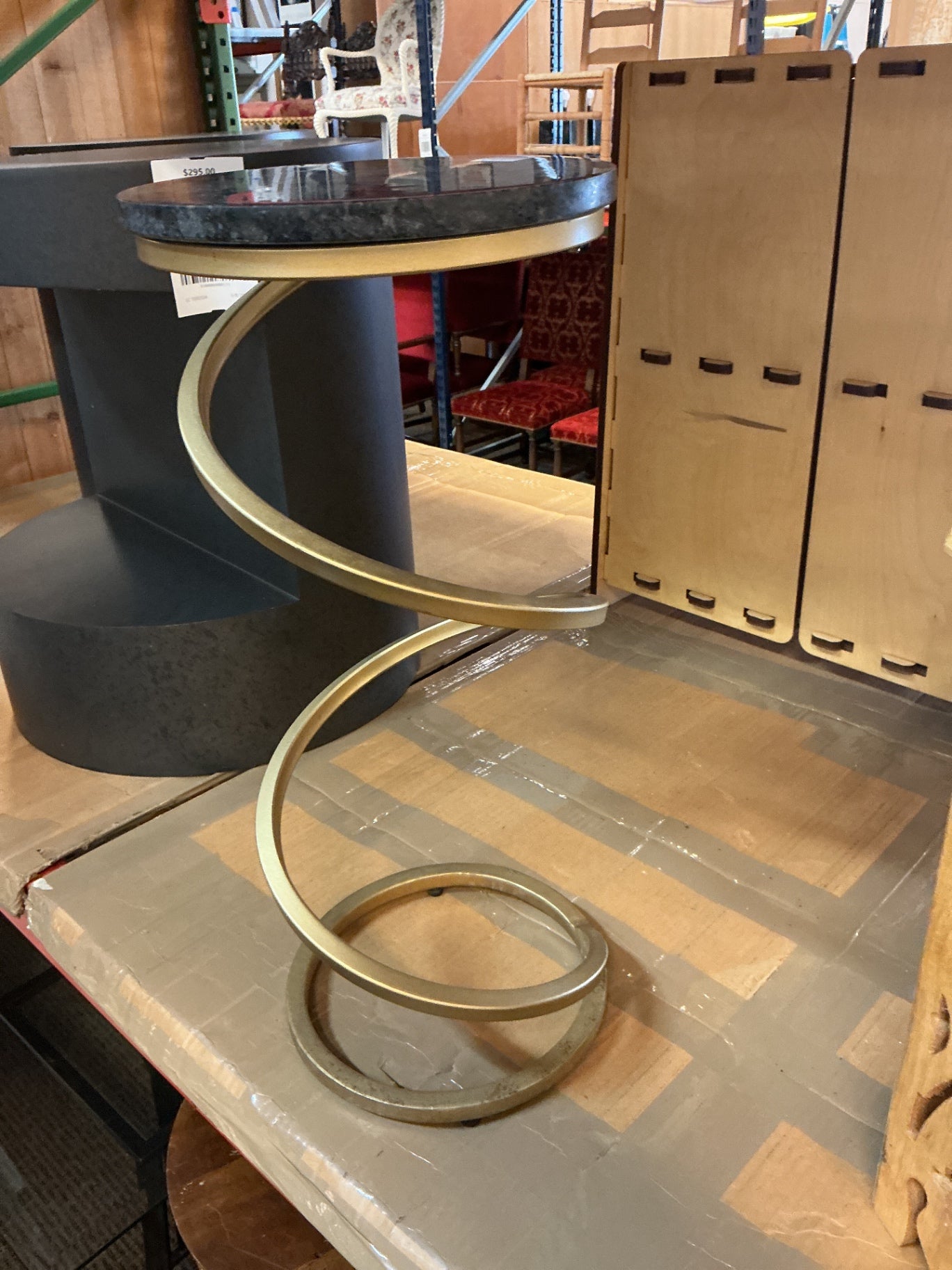 Stone Top Spiral Side Tables (pair) 36 x 12