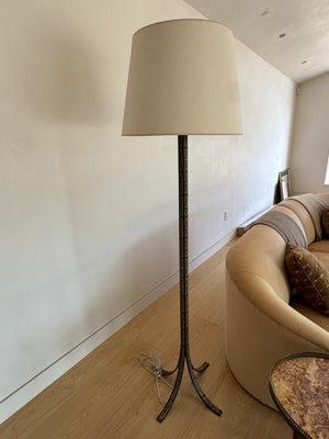 John Rosselli “Makis” Floor Lamp for Visual Comfort (Visual Comfort) — Black with Gold Greek Key Accents, 68.5 