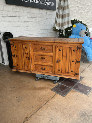 Rustic Pine Cabinet 3 Drawers & 2 Doors