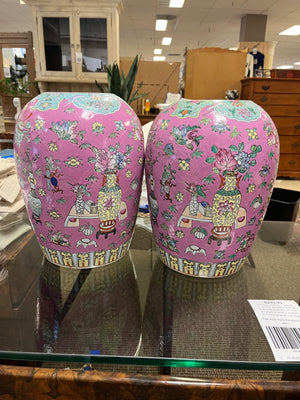 Chinese Famille Rose Pink Porcelain Baluster Vases (Pair)