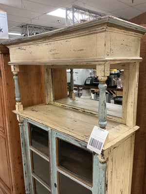 Farmhouse Cabinet With Mirror Cubby (41" x 17" x 75")