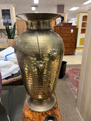 Vintage Hammered Brass Floor Vase 19"H