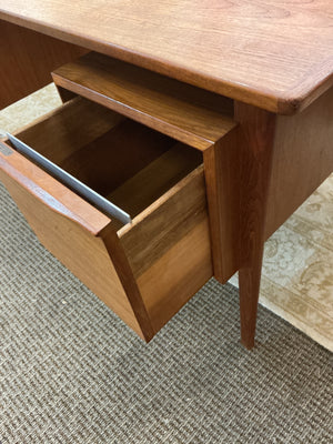 1960's Peter Lovig Nielsen Danish Modern Floating Top Executive Desk  28x60x29