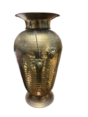 Vintage Hammered Brass Floor Vase 19"H