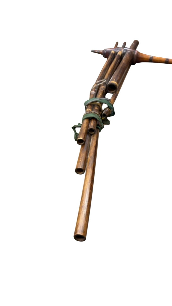 Vintage Handcrafted Tribal Multi-Tube Bamboo Flute "Khen / M_khèn / Gaeng"