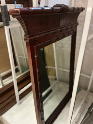 Ming Style Brown Faux Bamboo Design Wall Mirror