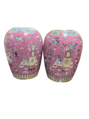 Chinese Famille Rose Pink Porcelain Baluster Vases (Pair)
