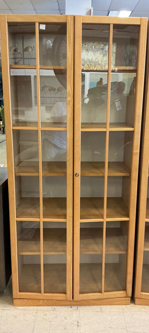 Wooden 2-Door Cabinet with Glass Doors,  EACH (8'3" x 34" x 17")