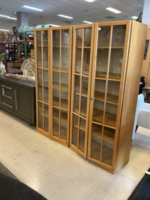 Wooden 2-Door Cabinet with Glass Doors,  EACH (8'3" x 34" x 17")