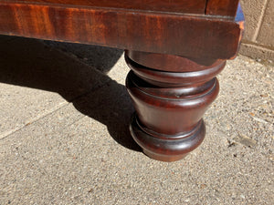 Flame Mahogany Chest of Drawers with 2-Over-3 Drawer and Turned Bun Feet 43” x 20 1/4” x 42 1/2” tall 