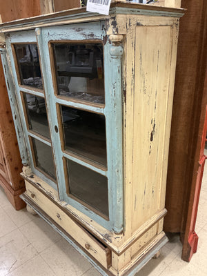 Farmhouse Cabinet With Mirror Cubby (41" x 17" x 75")