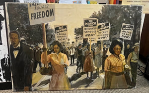 African American Civil Rights Protest Themed Oil On Canvas Signed 47x31.5
