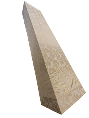 Gold Tablecloth w/ White Flower Pattern L140" x W59"