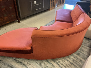 Postmodern / Vladimir Kagan-Inspired Serpentine Burnt Orange Sectional Sofa. 108" length x 25" Back Height x 15.5" front height x 25" cushion depth