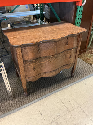 Antique  3 Drawer Tiger Oak Dresser , 34” x 20” x 28”