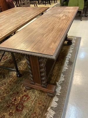 Antique Jacobean Revival Barley Twist Library Console Table – 72" x 22" x 30"