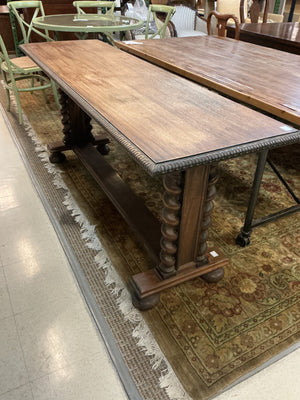Antique Jacobean Revival Barley Twist Library Console Table – 72" x 22" x 30"
