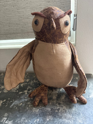 Crackle Faux Leather Owl Plush