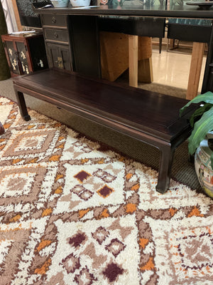 Asian Ming Style Dark Wood Coffee Table, 60"L x 18"W x 16"H