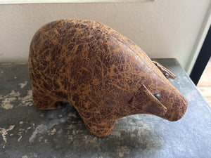 Crackle faux leather Pig plush