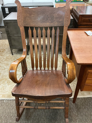 Antique Pressed Wood  Rocking Chair, 24" x 33" x 44"