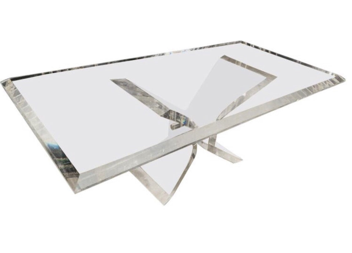 Charles Hollis Jones Attributed Lucite Dining Table  42x66x29