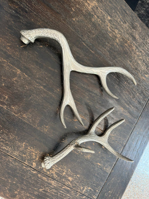 Pewter Antlers Wall Decor, 16" and 12" Length Pair