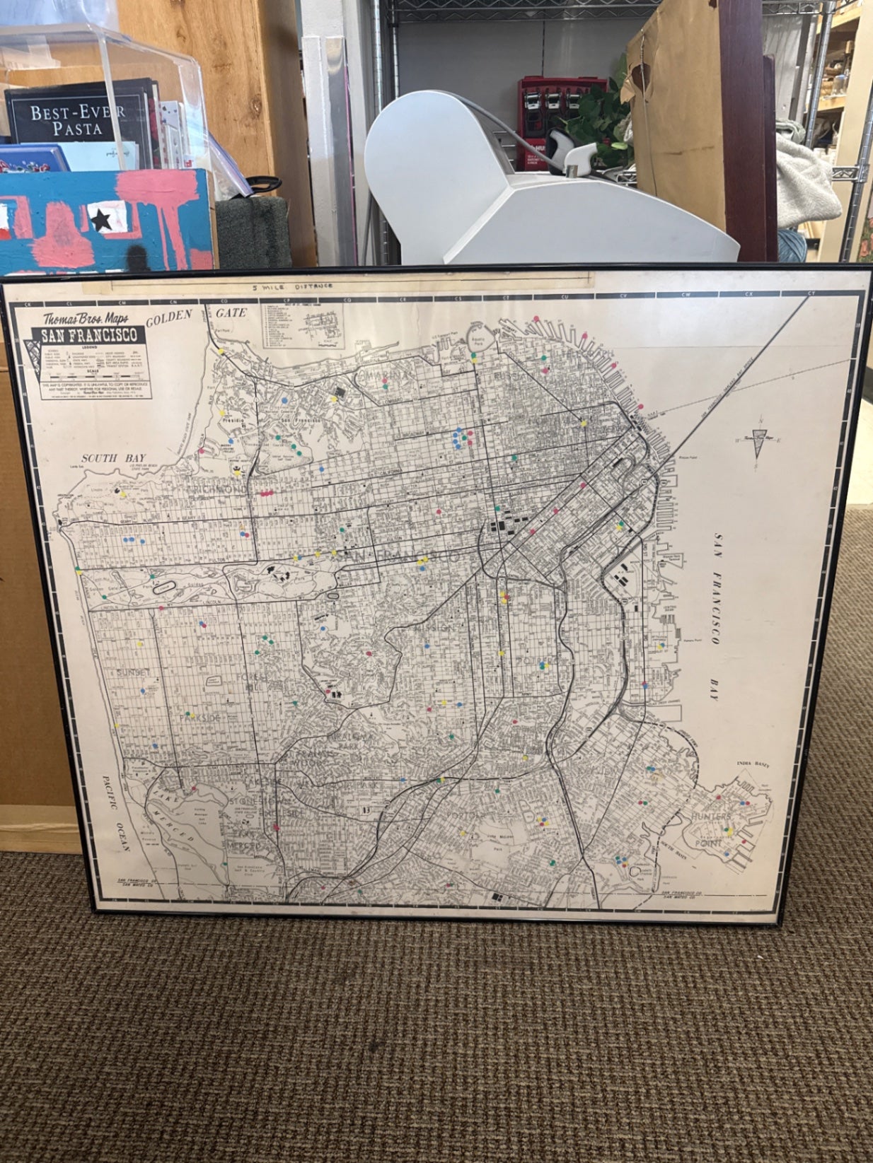 Thomas Brothers 1970s San Francisco Large Wall Map, Original (44 x 39)