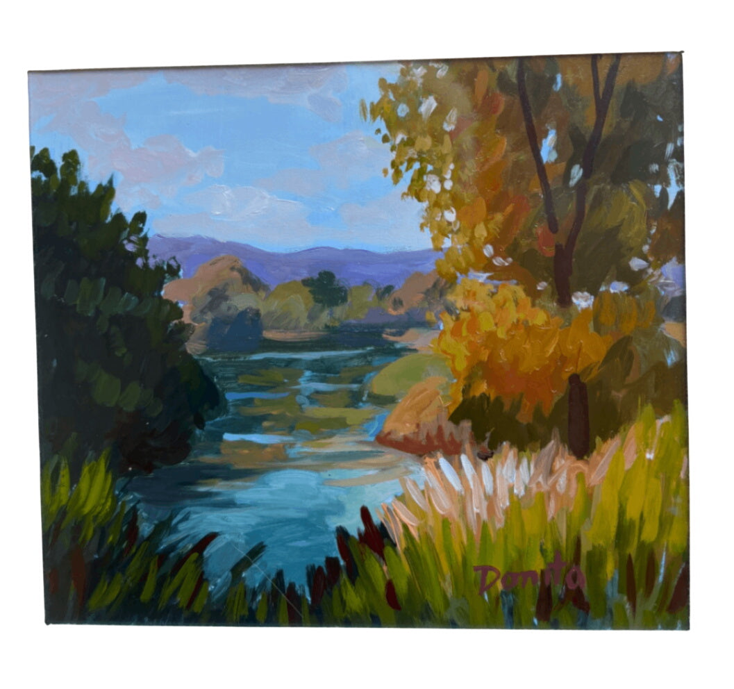 Donita Lloyd Laguna Landscape with Lake 18x19