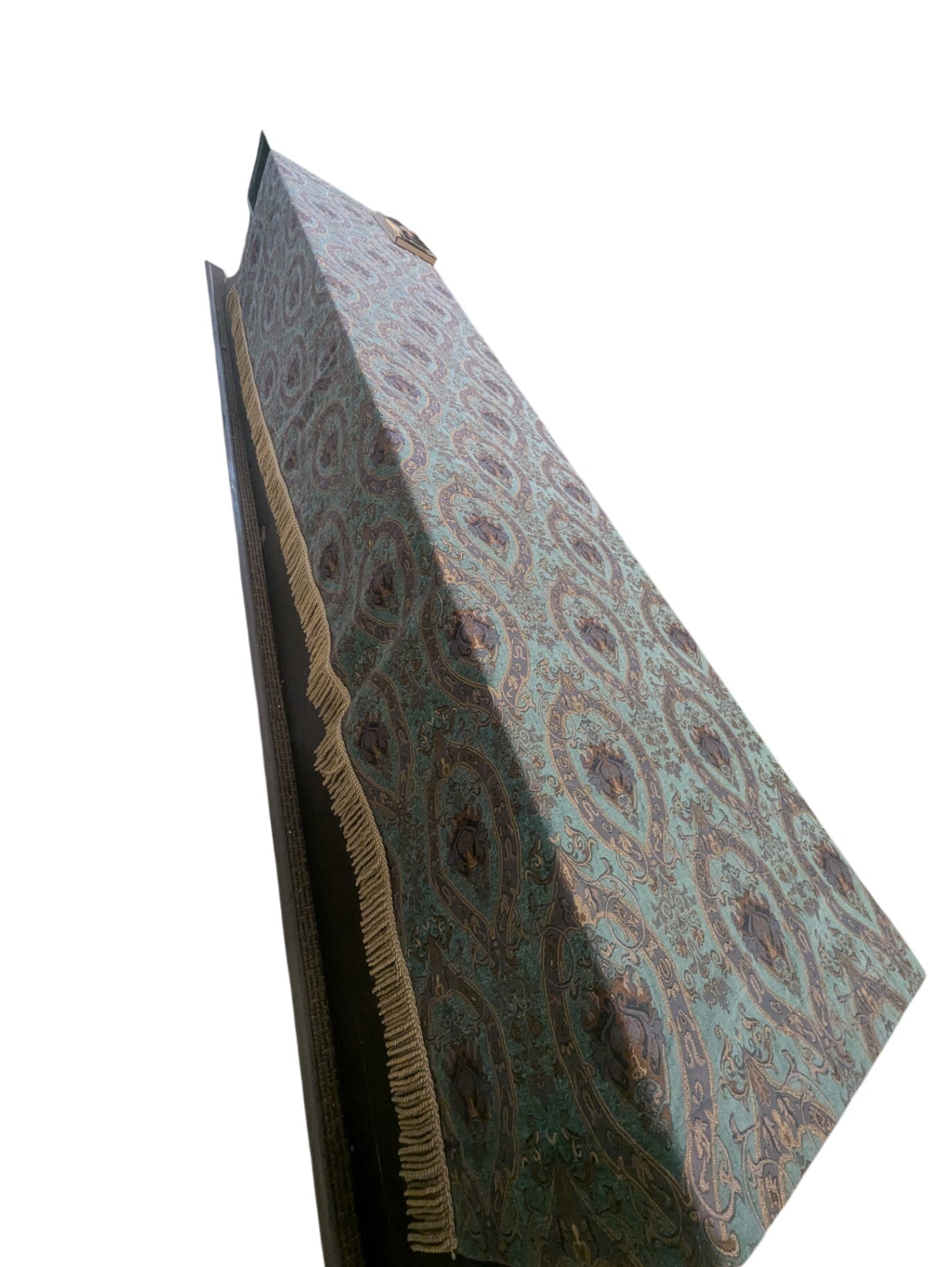 Luxurious Double Lined Heavy Duty Curtains w/ Blue Paisley Design & Fringe L142" x W156" PAIR (Left & Right)