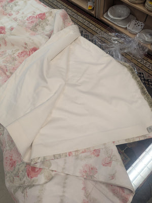 Double Lined Cream Colored Curtains Rose Pattern HEAVY/PAIR L98" x W44"