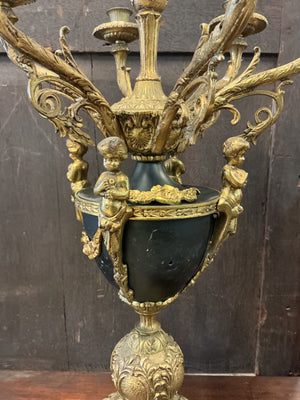 Pair of Monumental Neoclassical Gilt Metal Candelabras – 27"