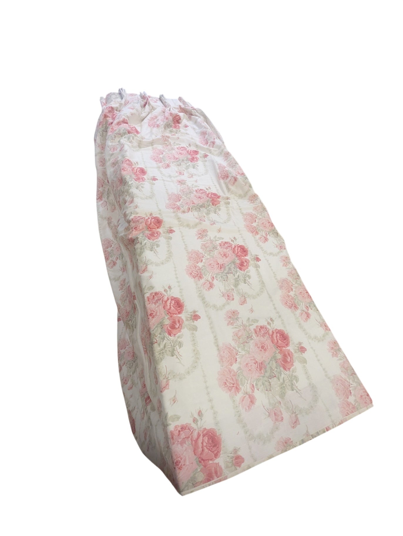 Double Lined Cream Colored Curtains Rose Pattern HEAVY/PAIR L98" x W92"