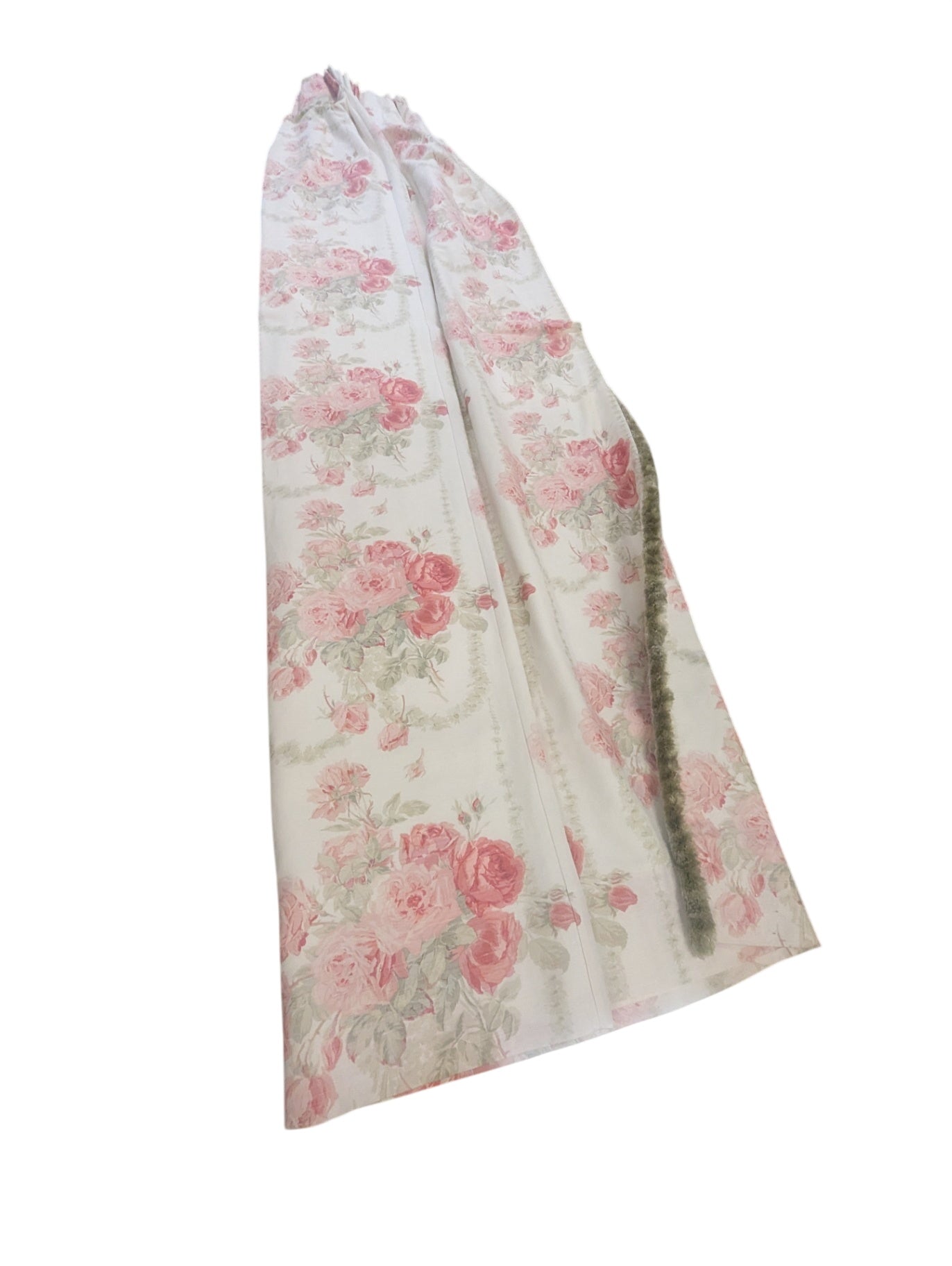 Double Lined Cream Colored Curtains Rose Pattern HEAVY/PAIR L98" x W44"