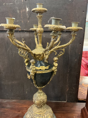 Pair of Monumental Neoclassical Gilt Metal Candelabras – 27"