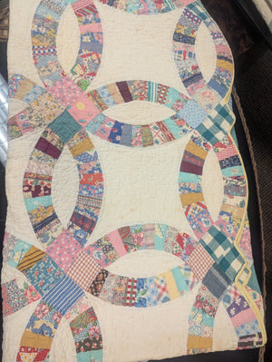 Handmade Quilt Double Wedding Ring Design 80 x 74