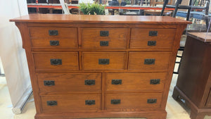 Mission Style 10-Drawer Dresser, 42 in x 18 in x 60 in