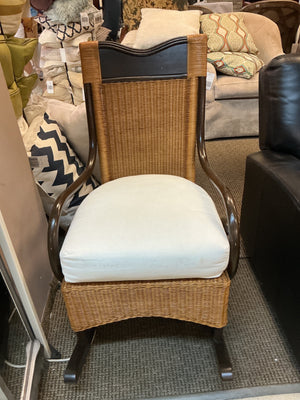 Natural Wicker & Rattan Rocking Chair with Cushion