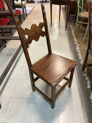 Set of 4 Cherry Wood Armchairs with Carved Sunburst Backs