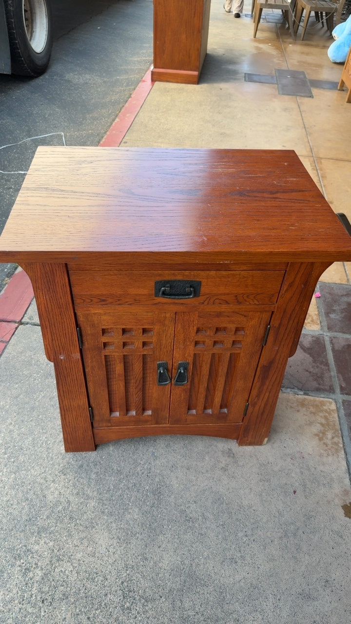 Mission Style Side Cabinet / Nightstand with Dovetail Drawers and Single Shelf, 30” x 26” x 18”