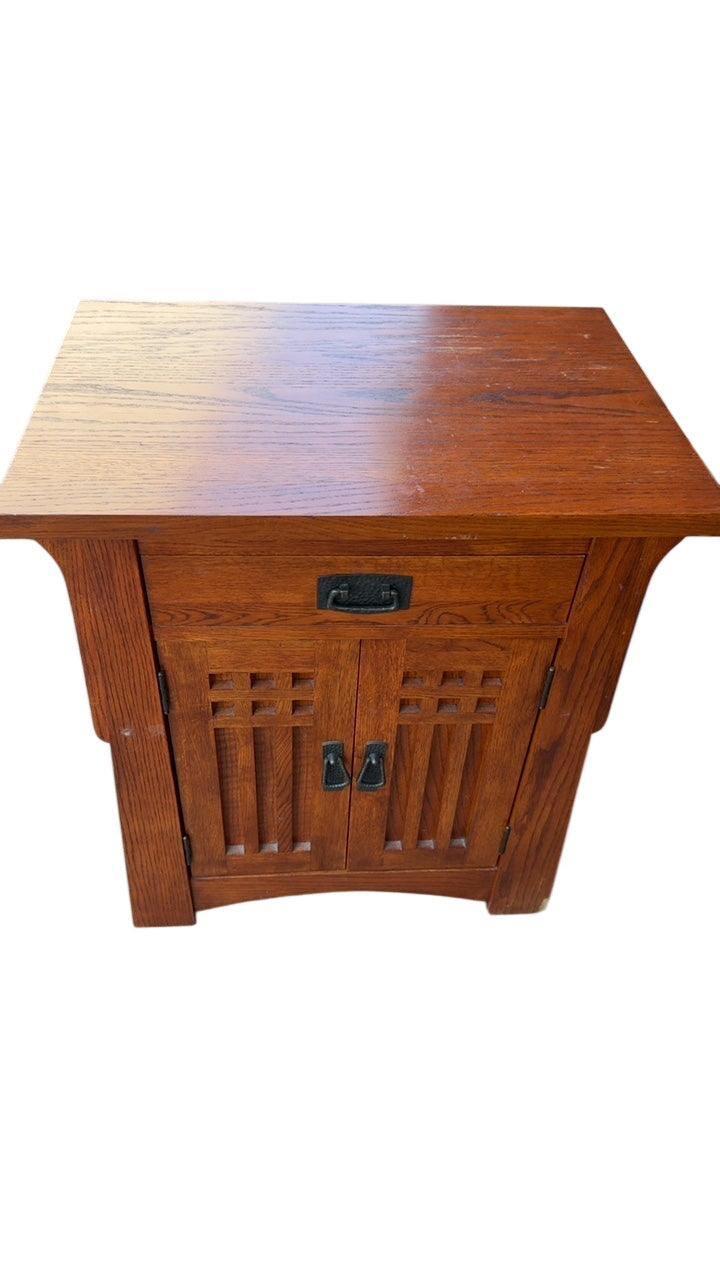 Mission Style Side Cabinet / Nightstand with Dovetail Drawers and Single Shelf, 30” x 26” x 18”