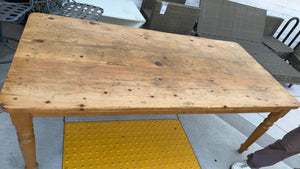 Antique Farmhouse Pine Table, 84" x 40" x 32"