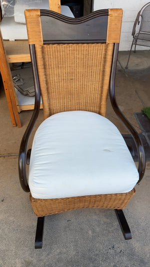 Natural Wicker & Rattan Rocking Chair with Cushion