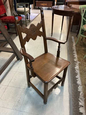 Set of 4 Cherry Wood Armchairs with Carved Sunburst Backs