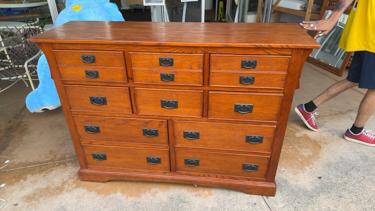 Mission Style 10-Drawer Dresser, 42 in x 18 in x 60 in