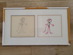 Pink Panther Animation Cel & Pencil Drawing, Framed, 28.5 in x 16 in
