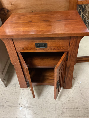 Mission Style Side Cabinet / Nightstand with Dovetail Drawers and Single Shelf, 30” x 26” x 18”